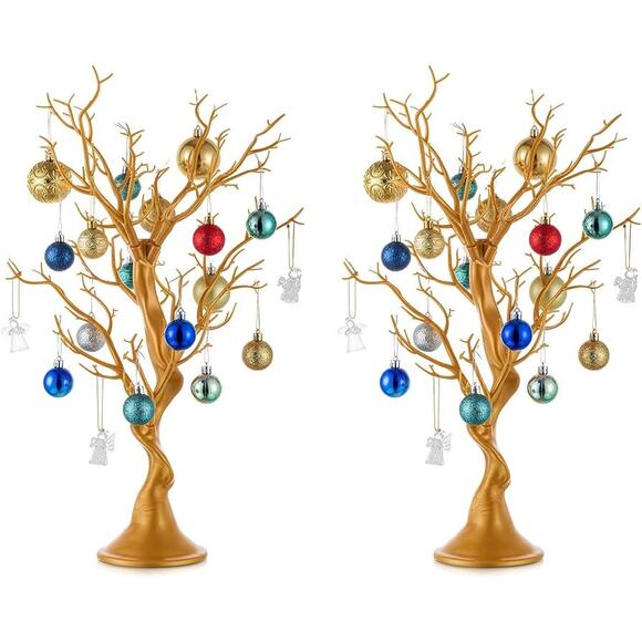 Set of 2 Gold Christmas Trees Branch Artificial Manzanita Tree - Picture 1 of 10
